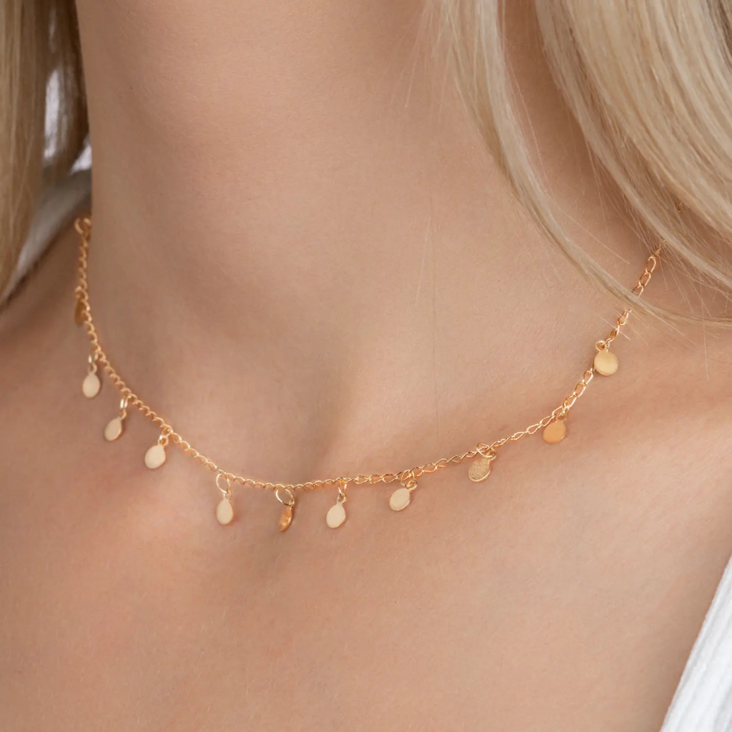 Collier plaqué or 45 cm avec pampilles