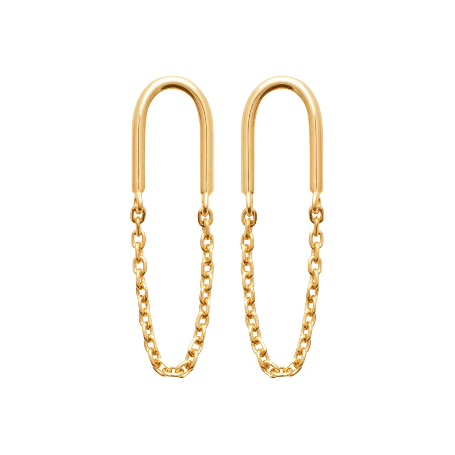 Boucles d'oreilles pendantes avec chaînette plaqué or 18 carats