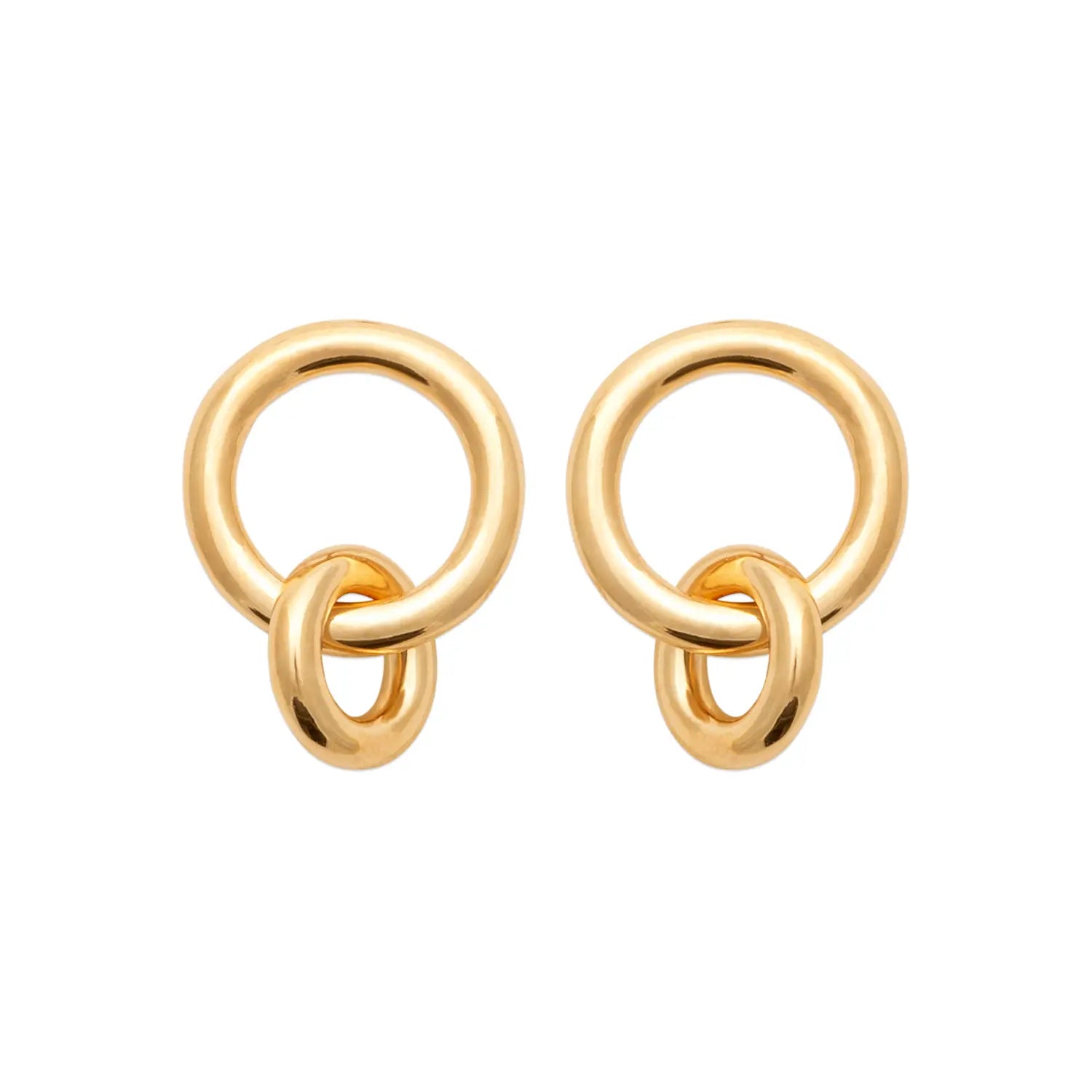 Boucles d'oreilles pendantes deux anneaux plaqué or 18 carats