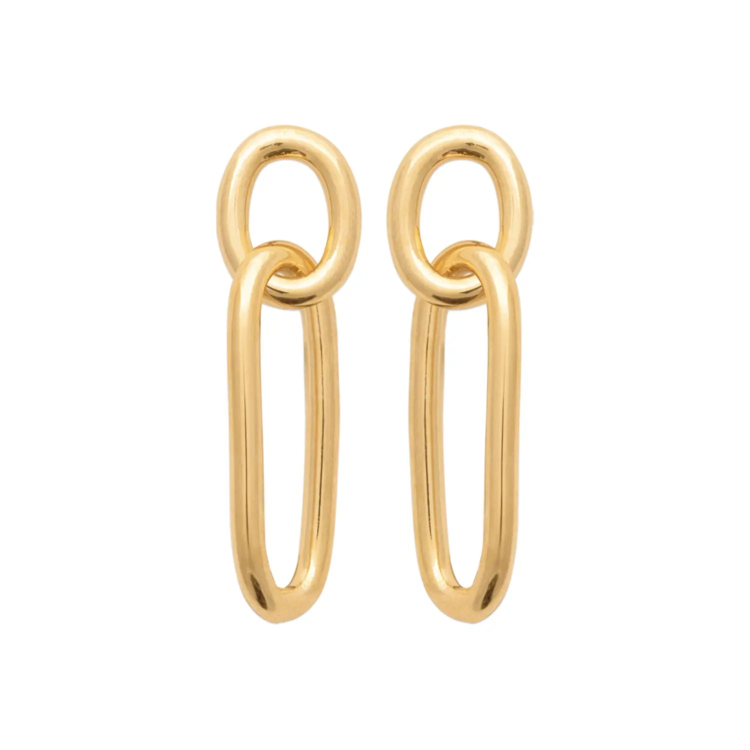 Boucles d'oreilles pendantes deux anneaux plaqué or 18 carats