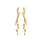 Boucles d'oreilles pendantes filaments ondulés vague plaqué or 18 carats
