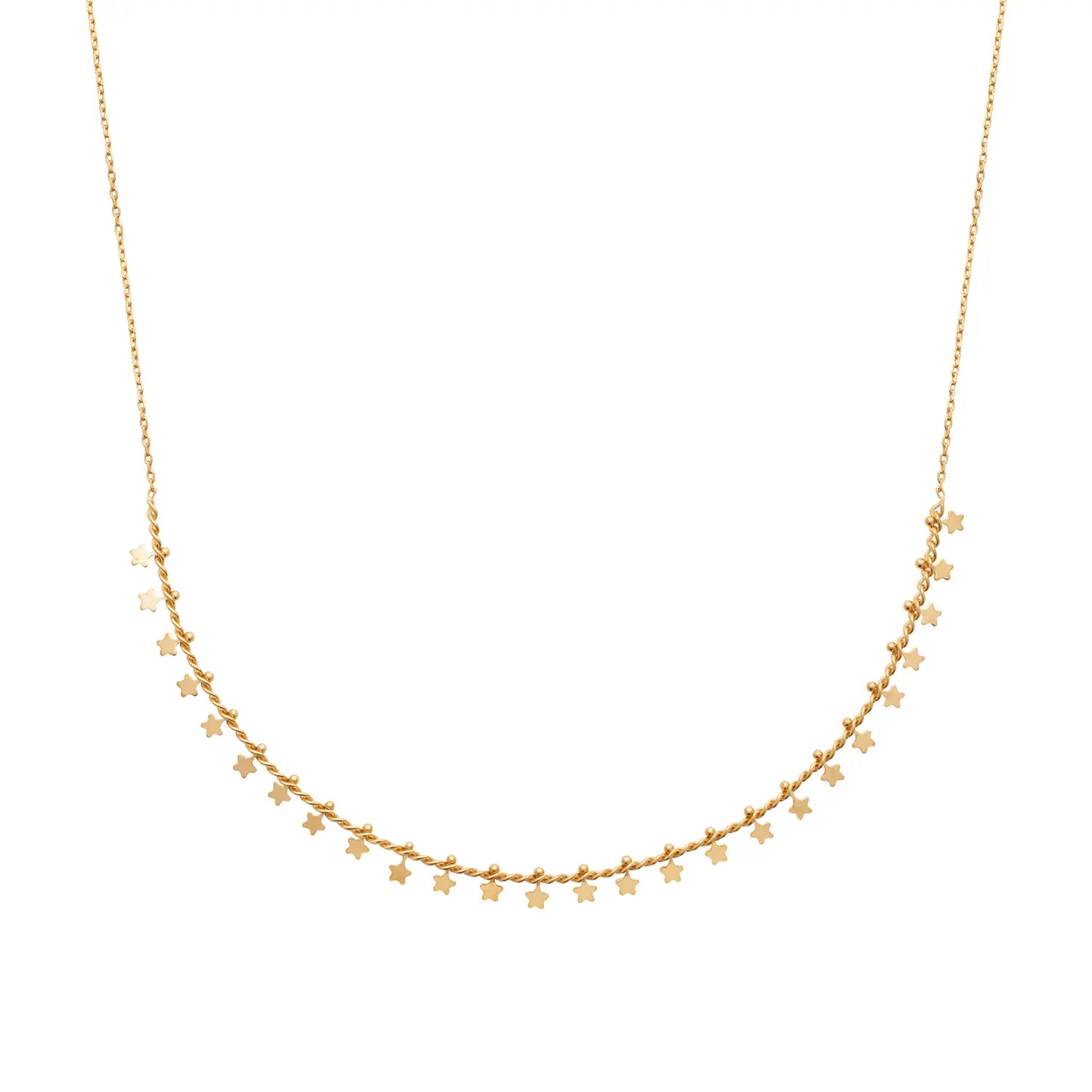 Collier plaqué or 45 cm avec pampilles étoiles