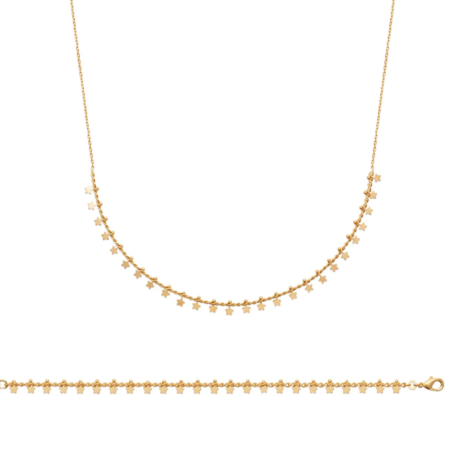 Collier plaqué or 45 cm avec pampilles étoiles