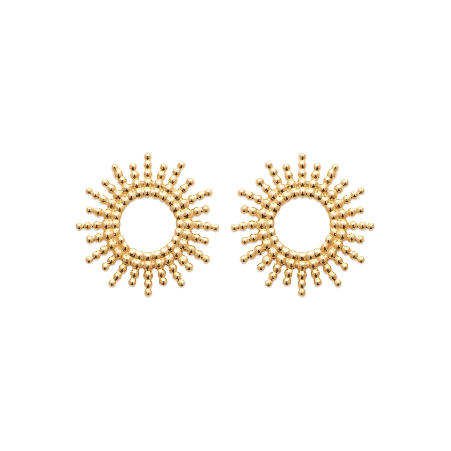Boucles d'oreilles puces soleil plaqué or 18 carats
