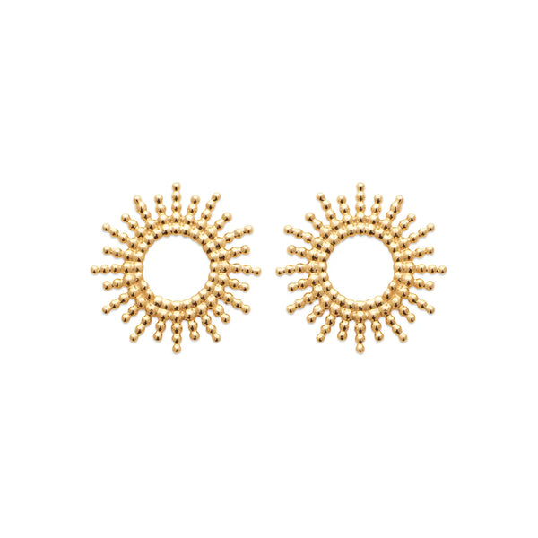 Boucles d’oreilles puces soleil plaqué or 18 carats