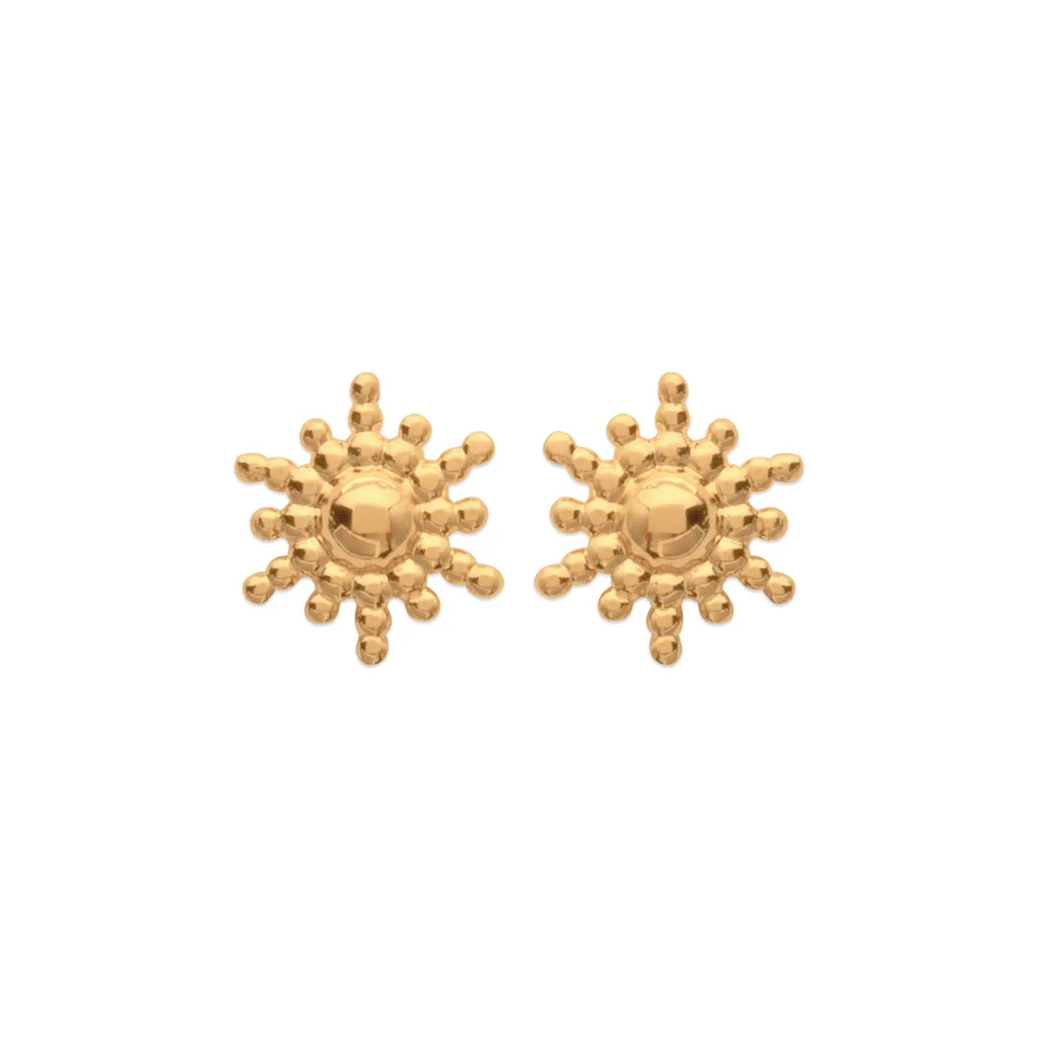 Boucles d'oreilles puces soleil plaqué or 18 carats