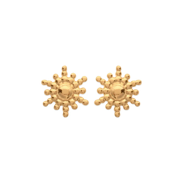 Boucles d’oreilles puces soleil plaqué or 18 carats