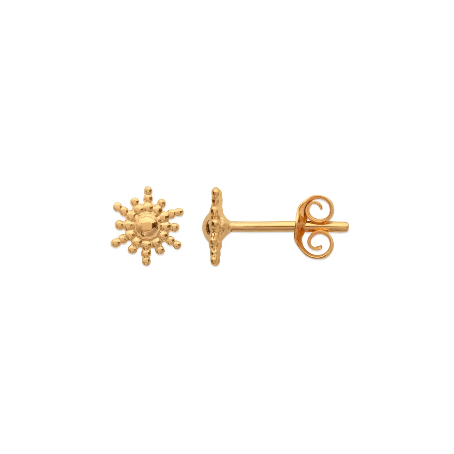Boucles d'oreilles puces soleil plaqué or 18 carats