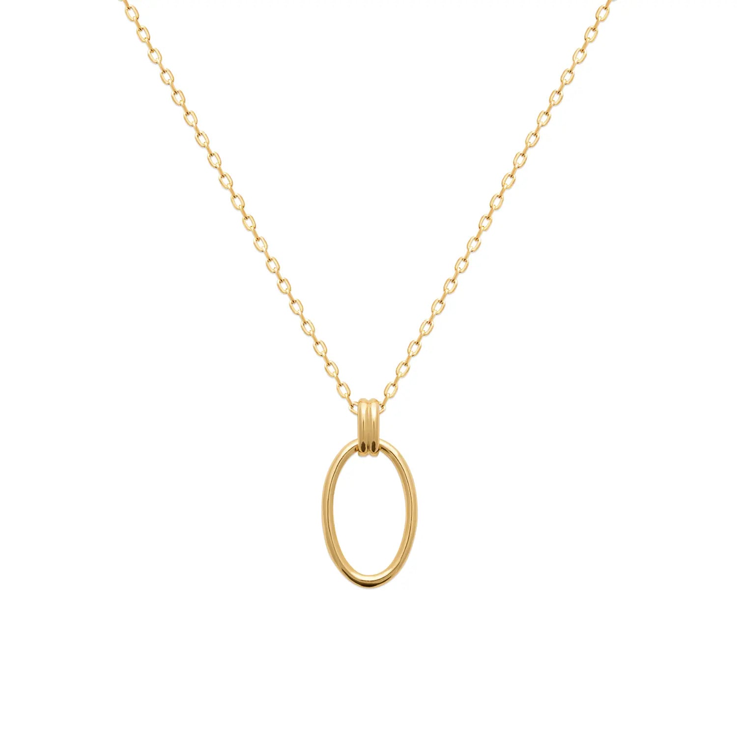 Collier plaqué or jaune 18 carats pendentif ovale 45 cm