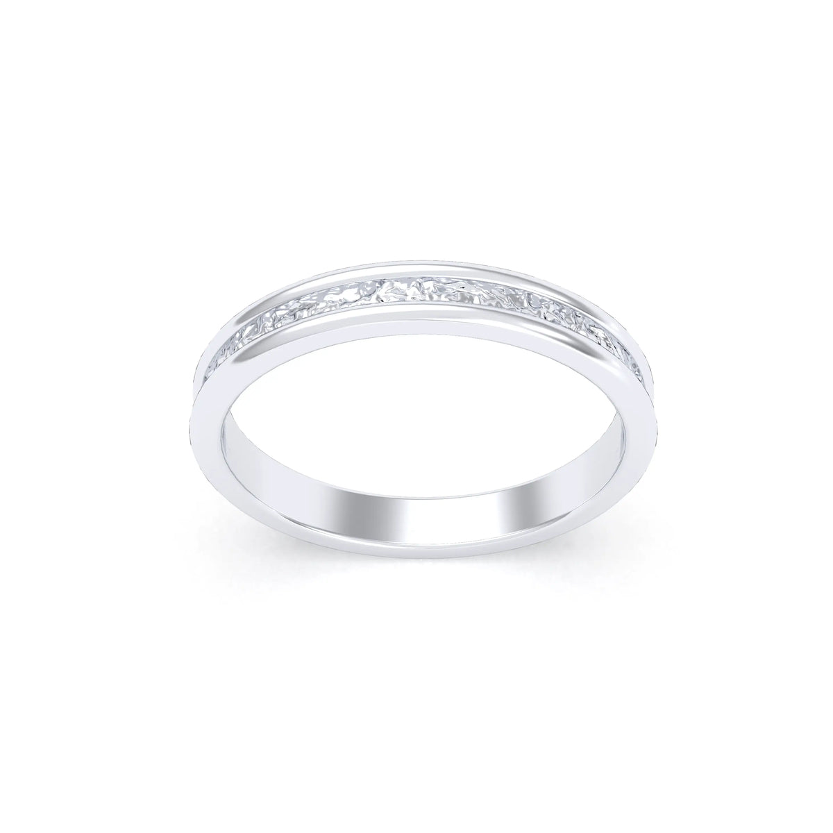 Alliance Unisson double rang à texture centrale en or blanc 18 carats