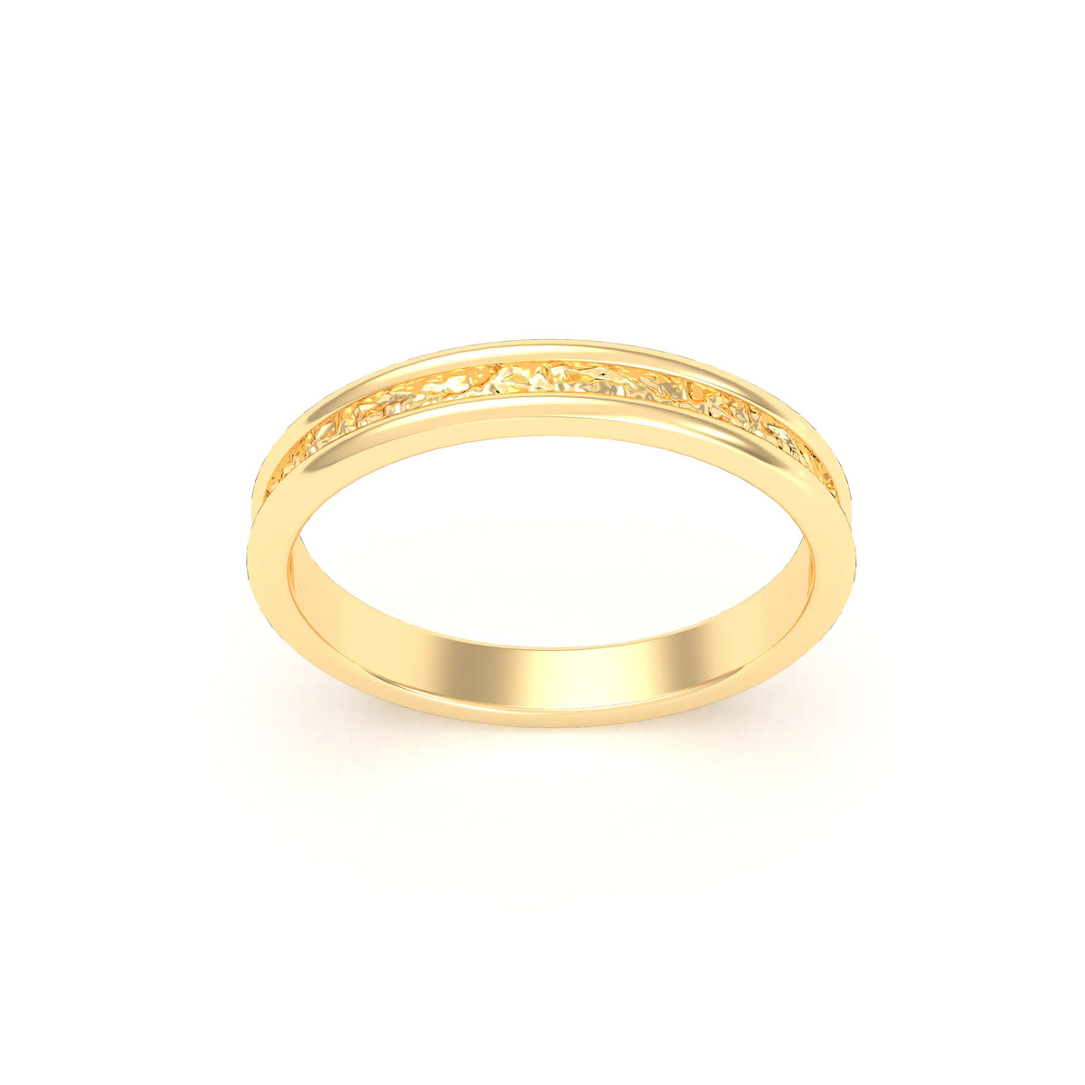 Alliance Unisson double rang à texture centrale en or jaune 18 carats