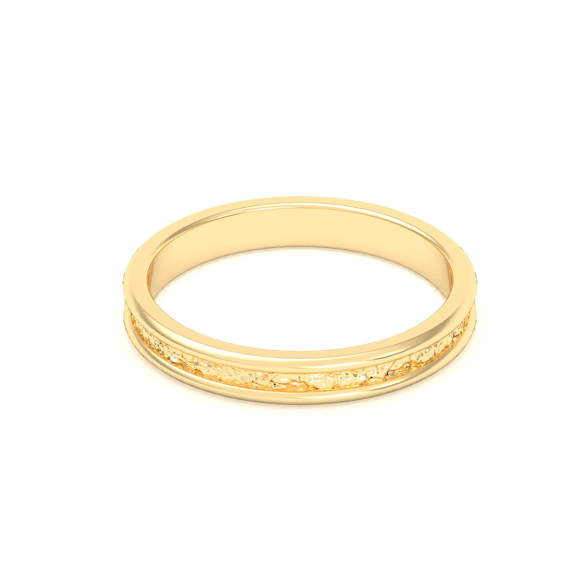 Alliance Unisson double rang à texture centrale en or jaune 18 carats