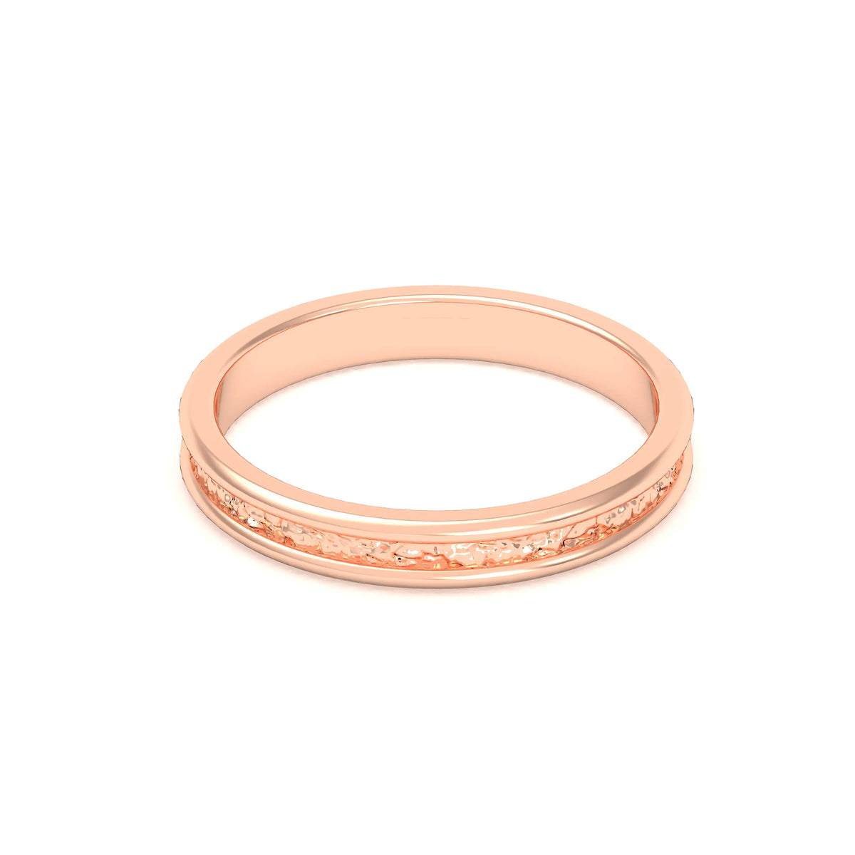 Alliance Unisson double rang à texture centrale en or rose 18 carats