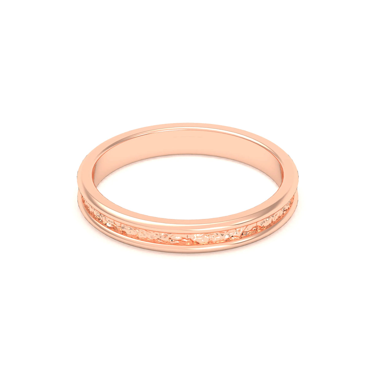 Alliance Unisson double rang à texture centrale en or rose 18 carats