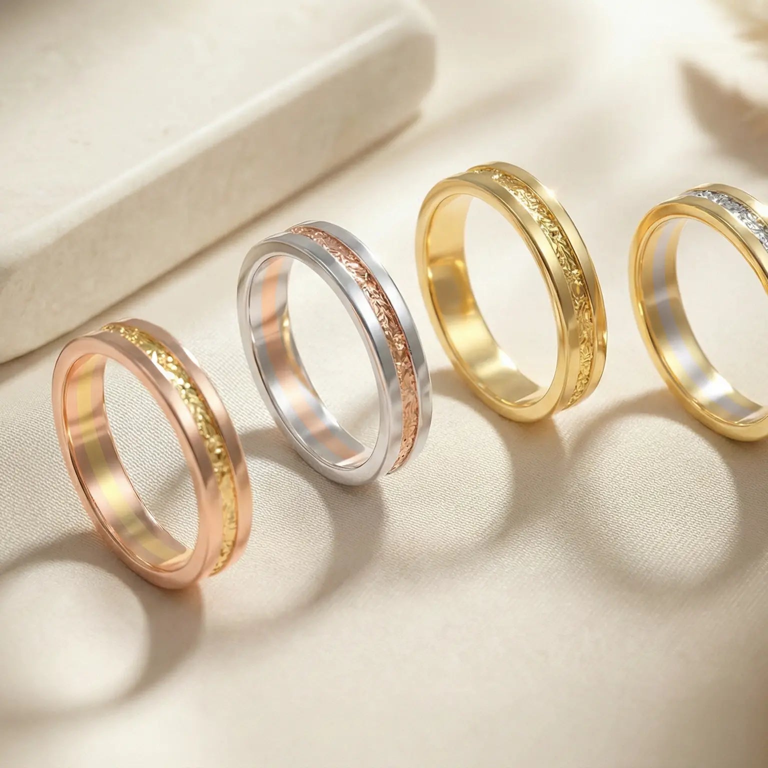 Alliance Altaïr | Or 18 carats | Centre texturé scintillant et bords polis