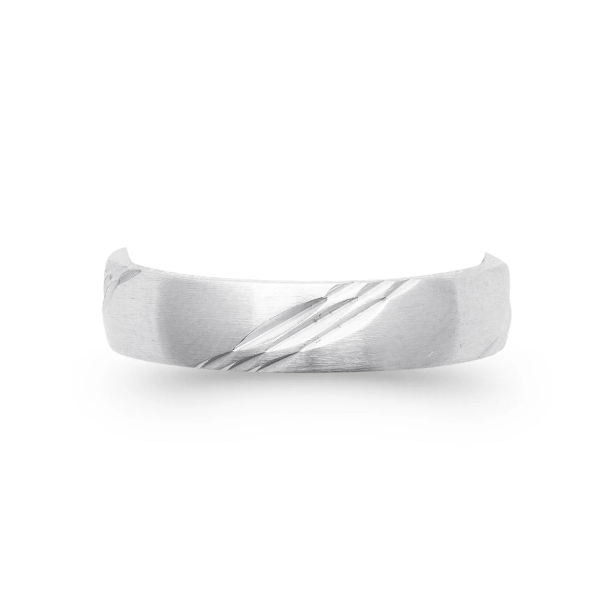 Bague anneau à double rainure oblique en acier homme