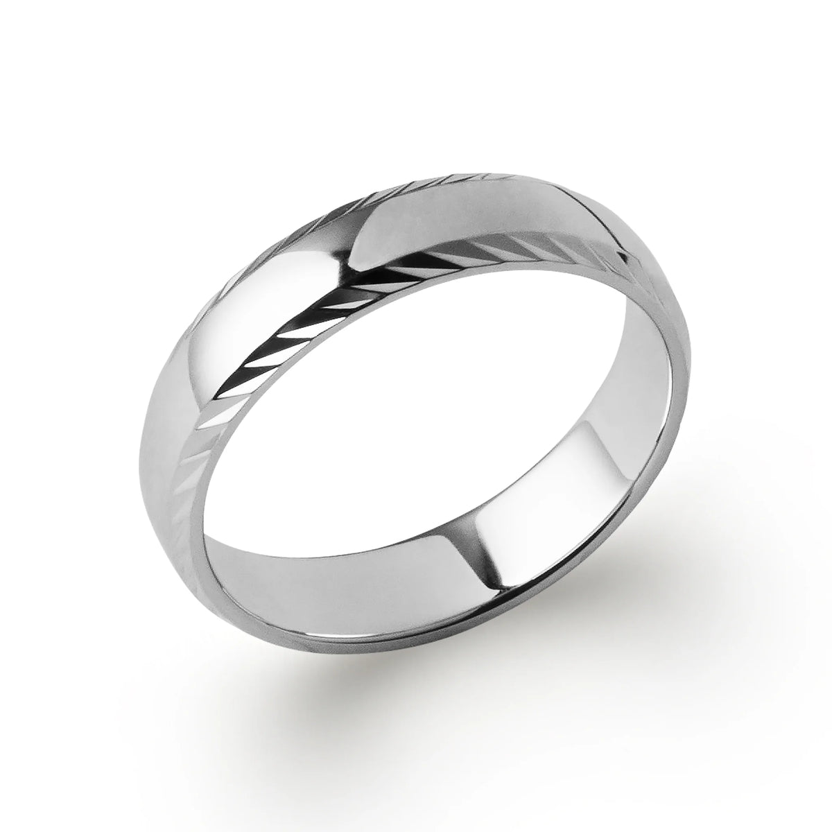 Bague anneau à entailles obliques diamantées en argent 925 rhodié homme