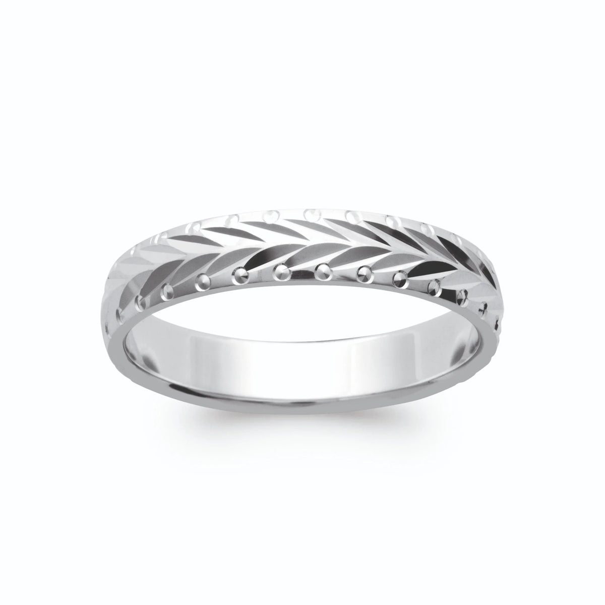 Bague anneau à épis ciselés en argent 925 rhodié homme vu de profil