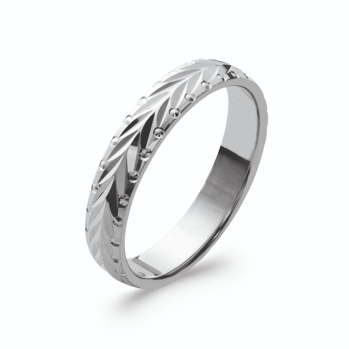 Bague anneau à épis ciselés en argent 925 rhodié homme