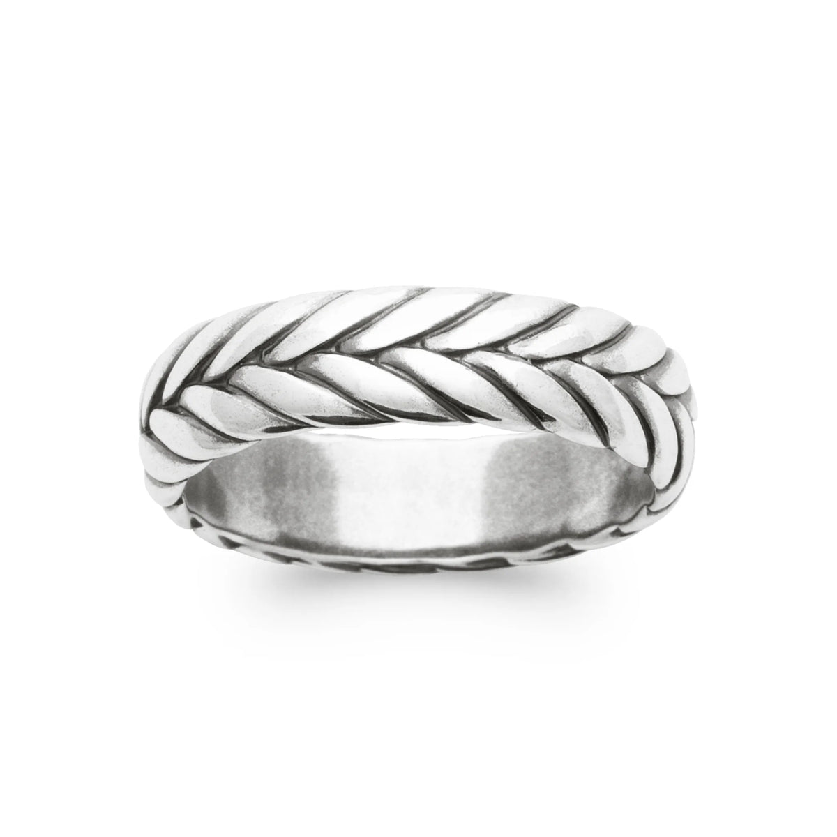 Bague anneau à tresse oblique en argent 925 homme vu de profil