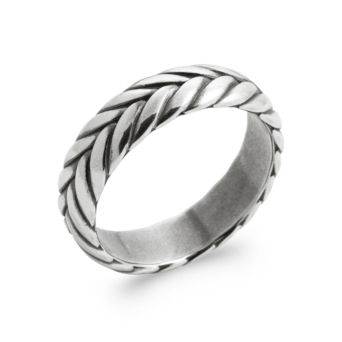 Bague anneau à tresse oblique en argent 925 homme