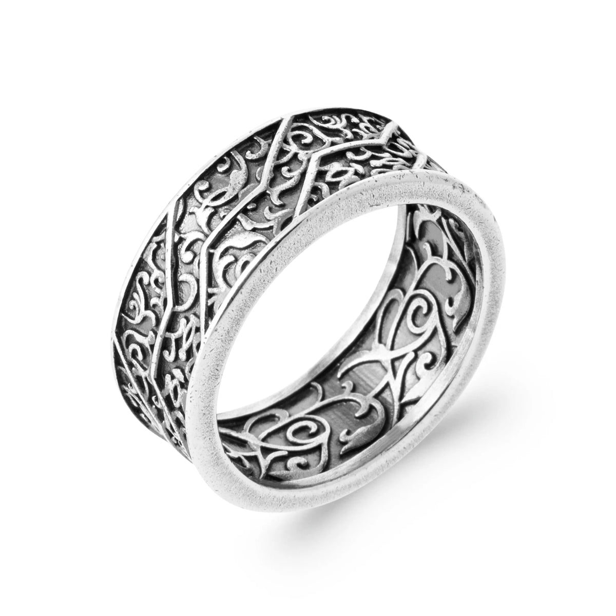 Bague anneau ajouré à arabesques en argent 925 homme