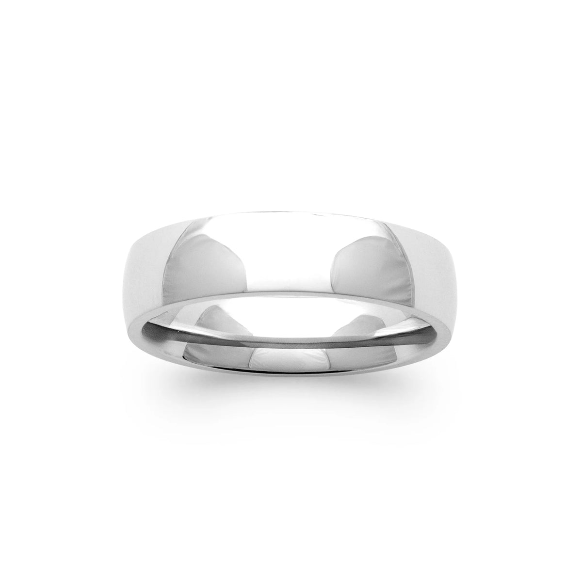 Bague anneau bombé lisse en acier homme vu de profil