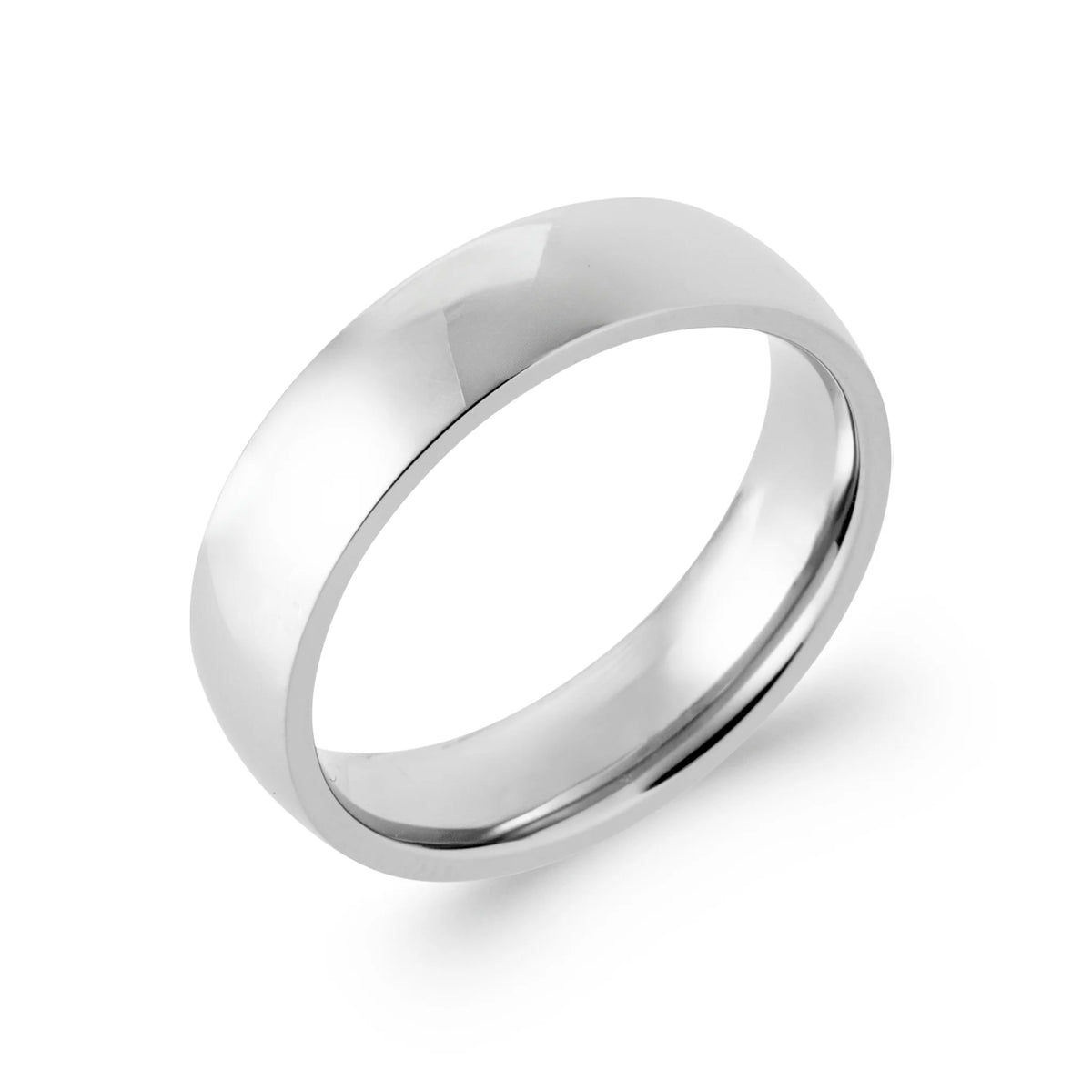 Bague anneau bombé lisse en acier homme