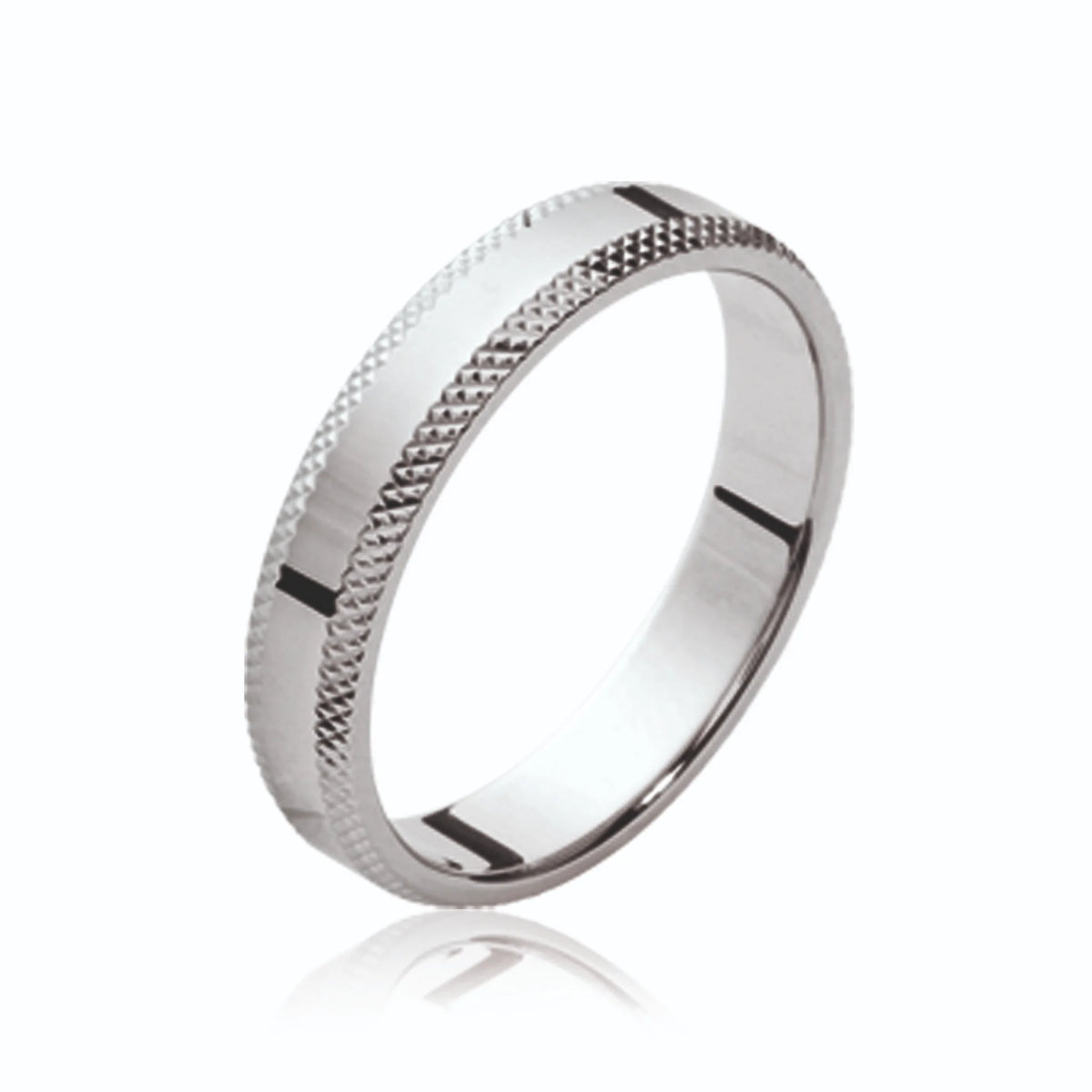 Bague anneau fin à bords diamantés en argent 925 rhodié homme