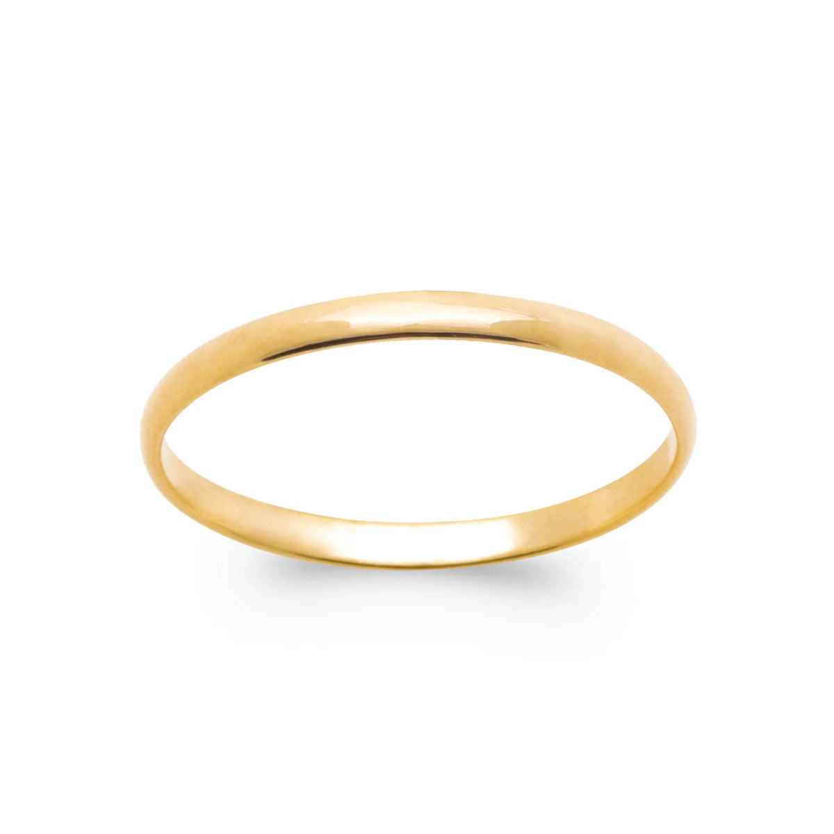 Bague anneau fin lisse en plaqué or vu de profil