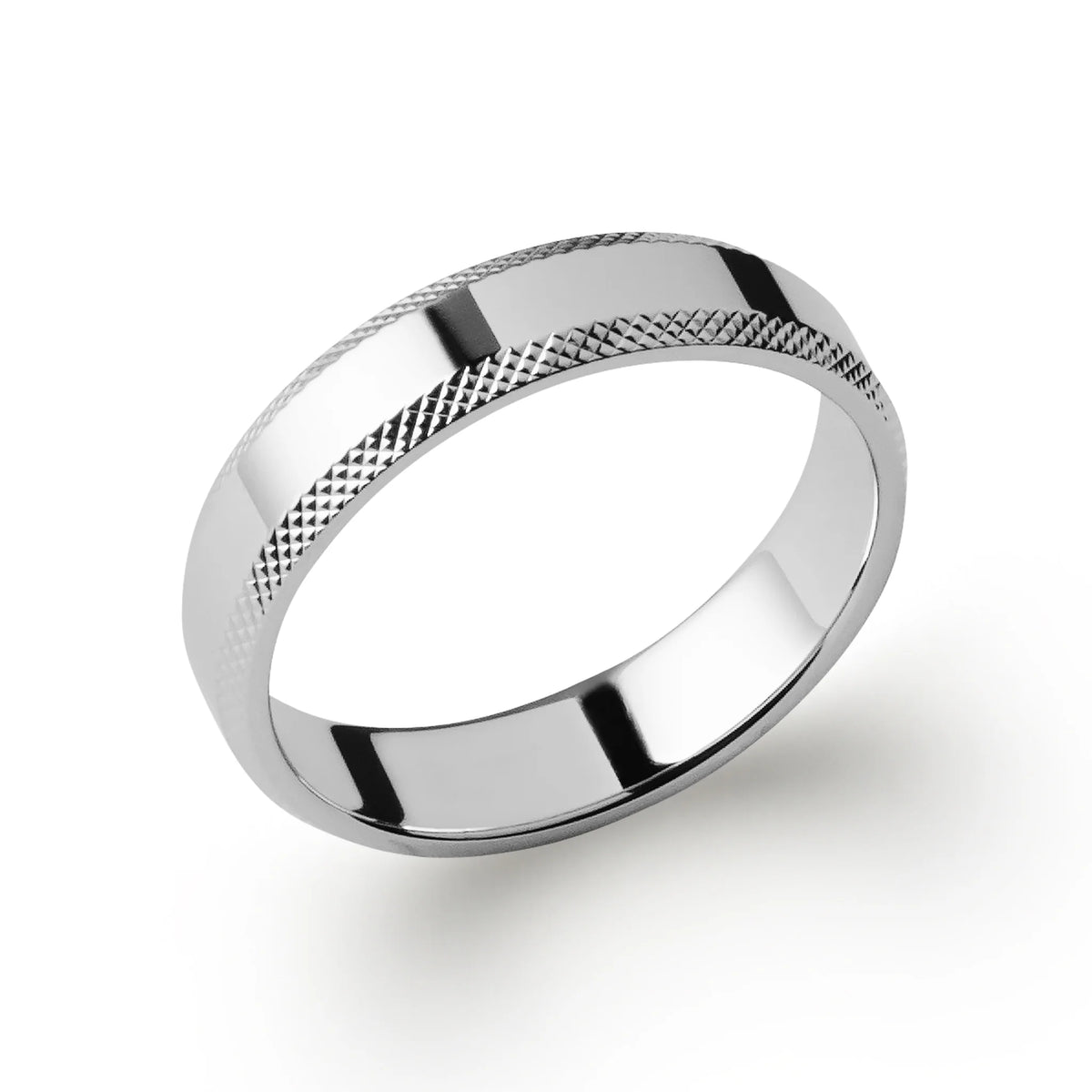 Bague anneau large à bords diamantés en argent 925 rhodié homme