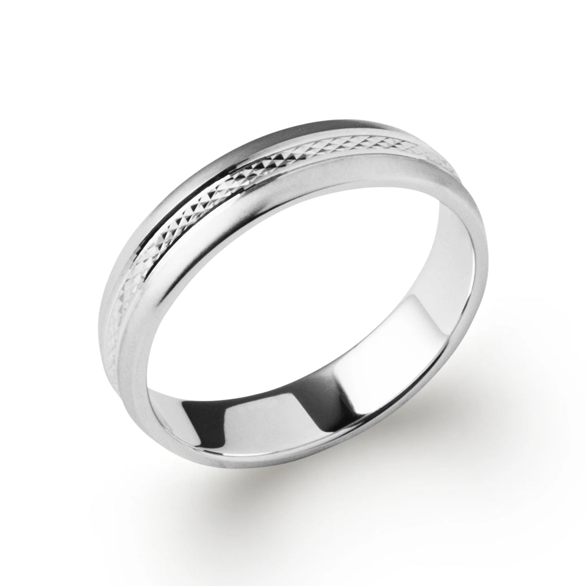 Bague anneau large à frise diamantée en argent 925 rhodié homme