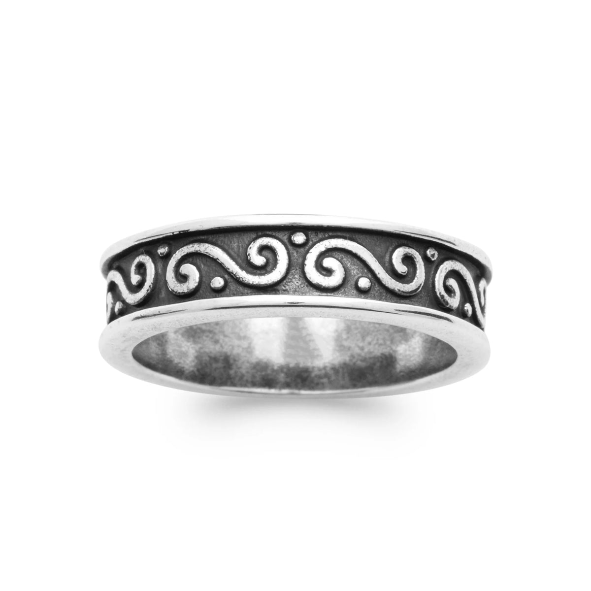 Bague anneau large à volutes en argent 925 homme vu de profil