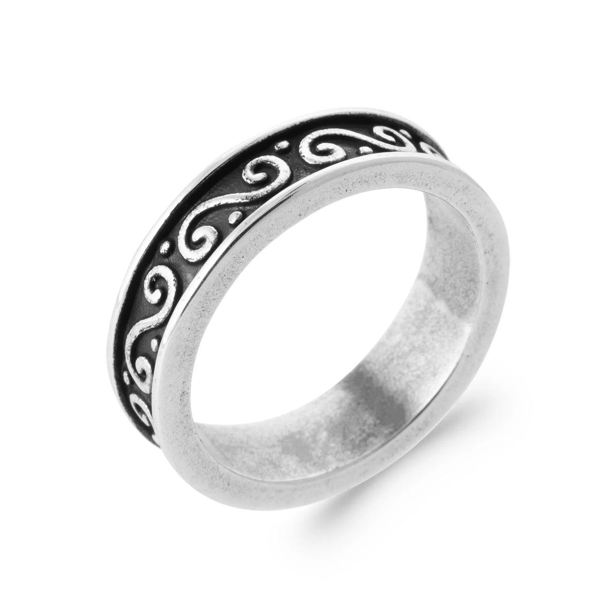 Bague anneau large à volutes en argent 925 homme