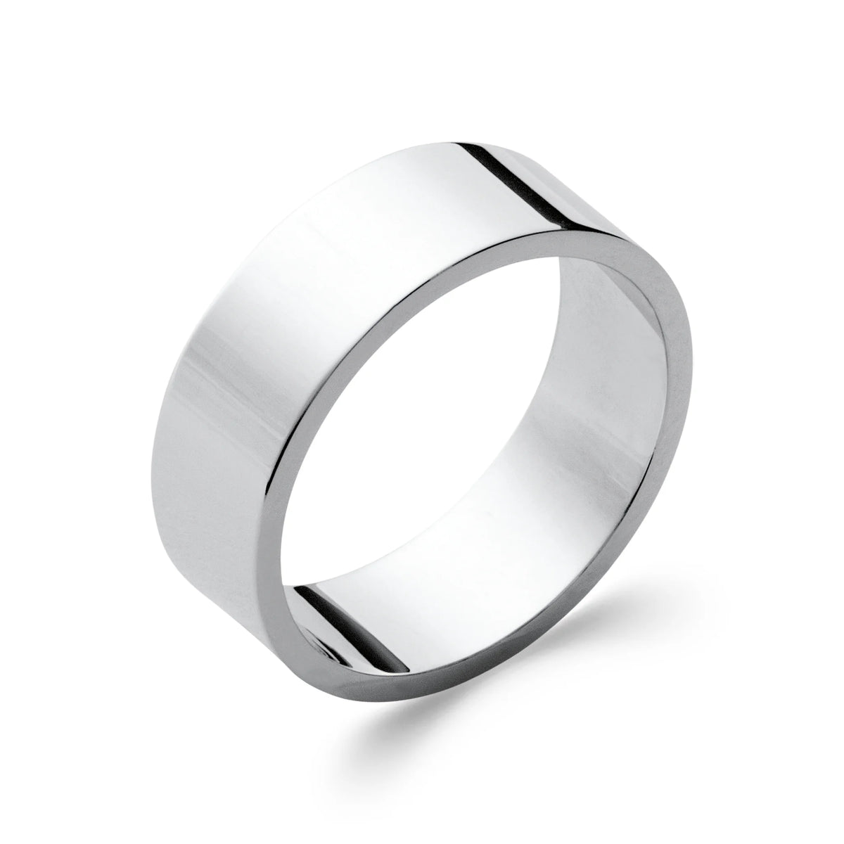 Bague anneau plat large lisse en argent rhodié