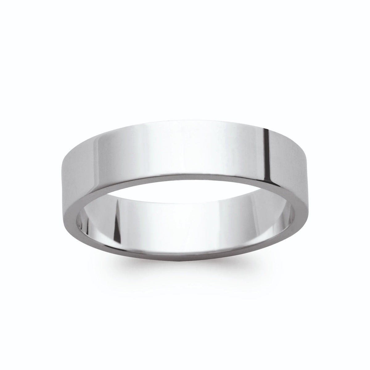 Bague anneau plat lisse en argent rhodié