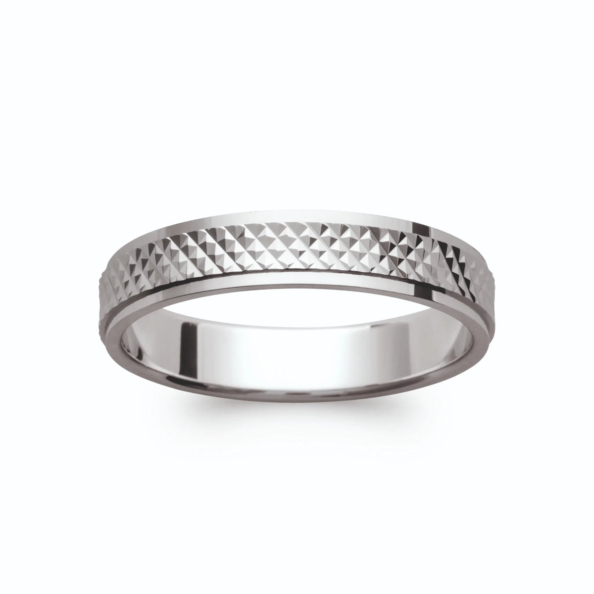 Bague anneau pointes de diamant en argent 925 rhodié homme vu de profil