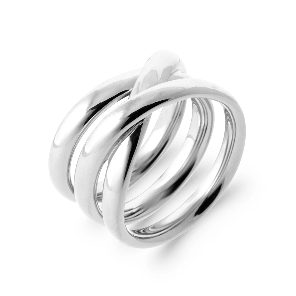 Bague anneaux enroulés en spirale en argent rhodié
