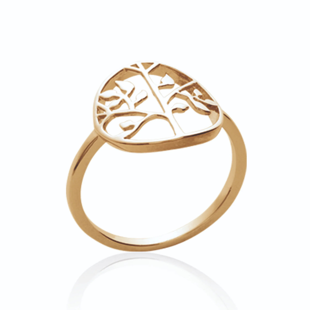 Bague arbre de vie ajourée en plaqué or