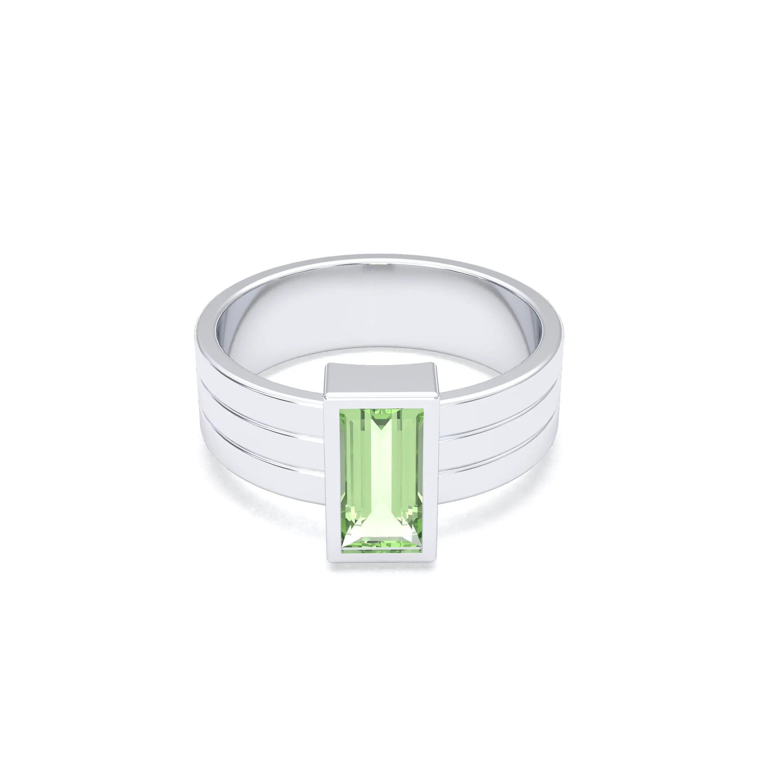 Bague Art Déco – Argent 950 & Pierre Fine Taille Baguette