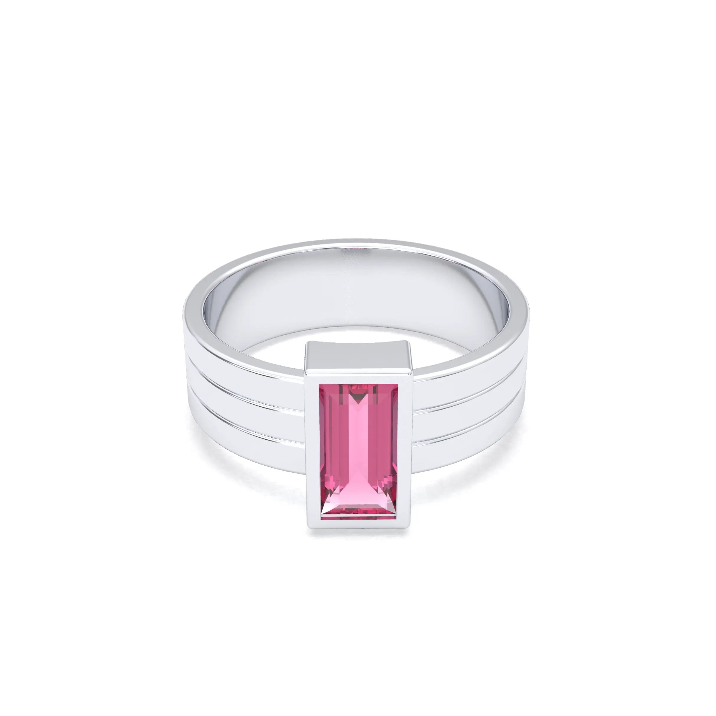 Bague Art Déco – Argent 950 & Pierre Fine Taille Baguette