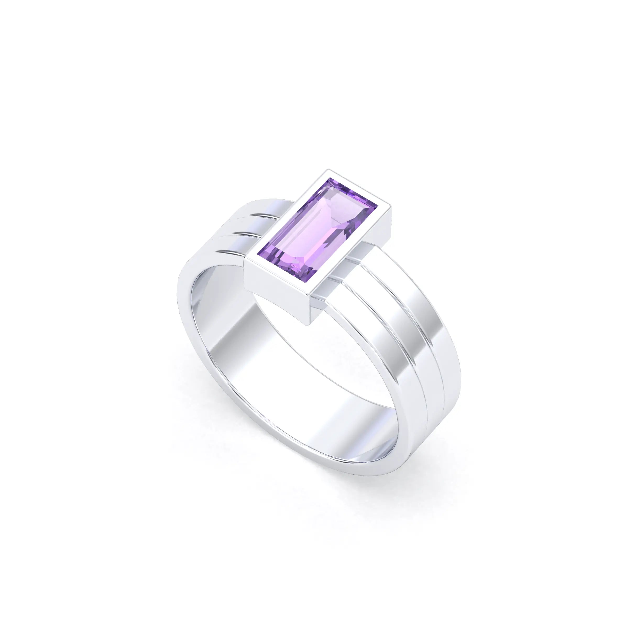 Bague Art Déco – Or Blanc & Pierre Fine Taille Baguette