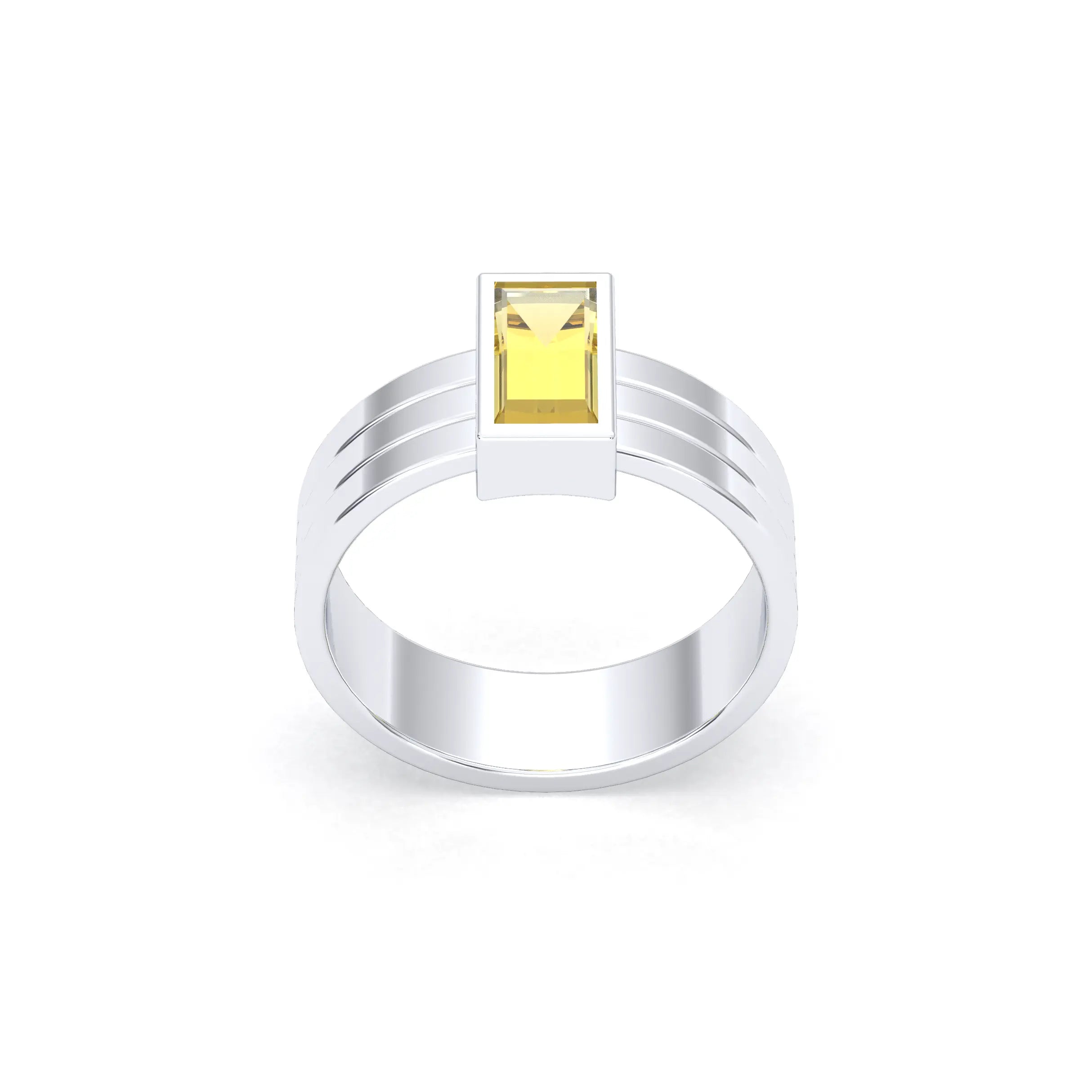 Bague Art Déco – Or Blanc & Pierre Fine Taille Baguette