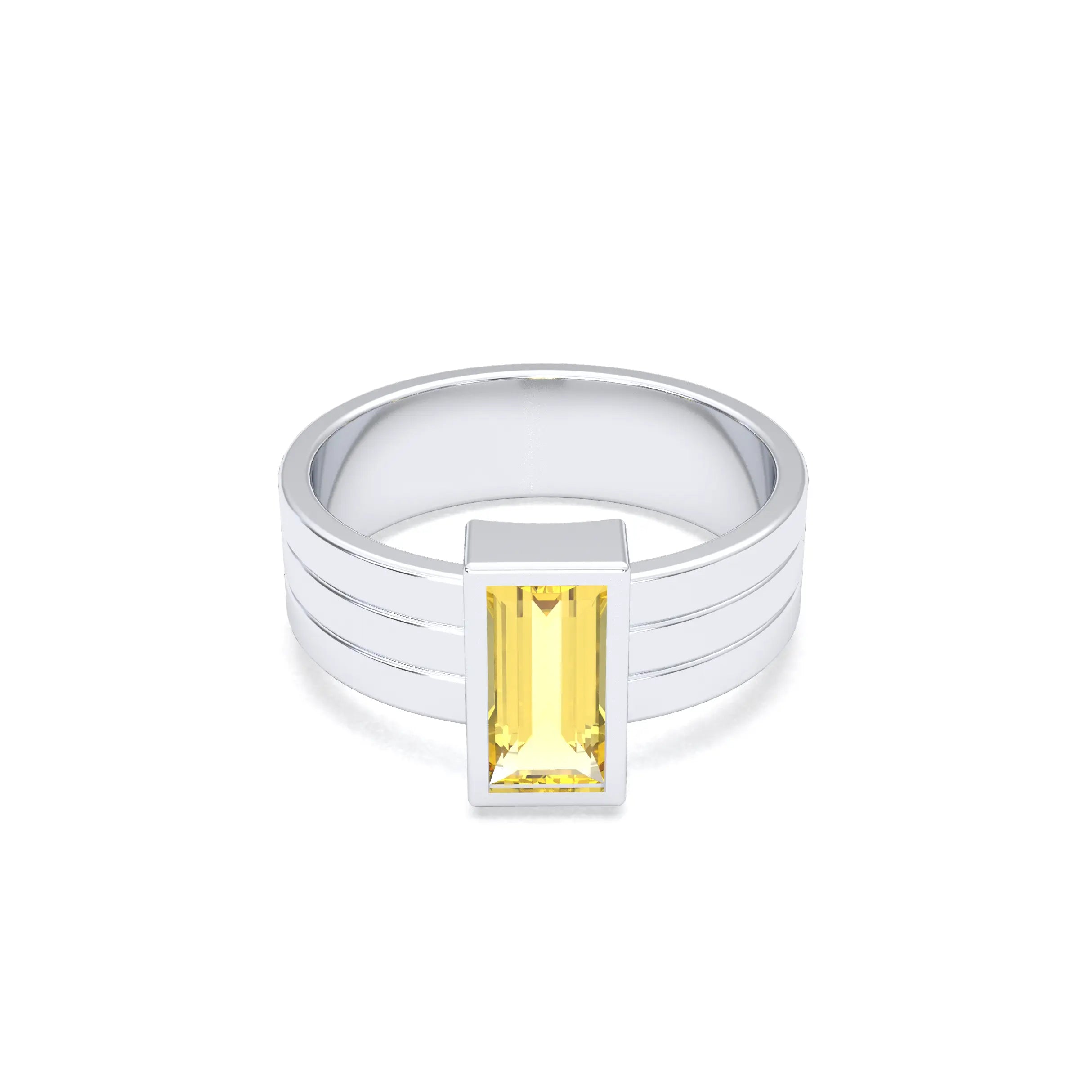 Bague Art Déco – Or Blanc & Pierre Fine Taille Baguette