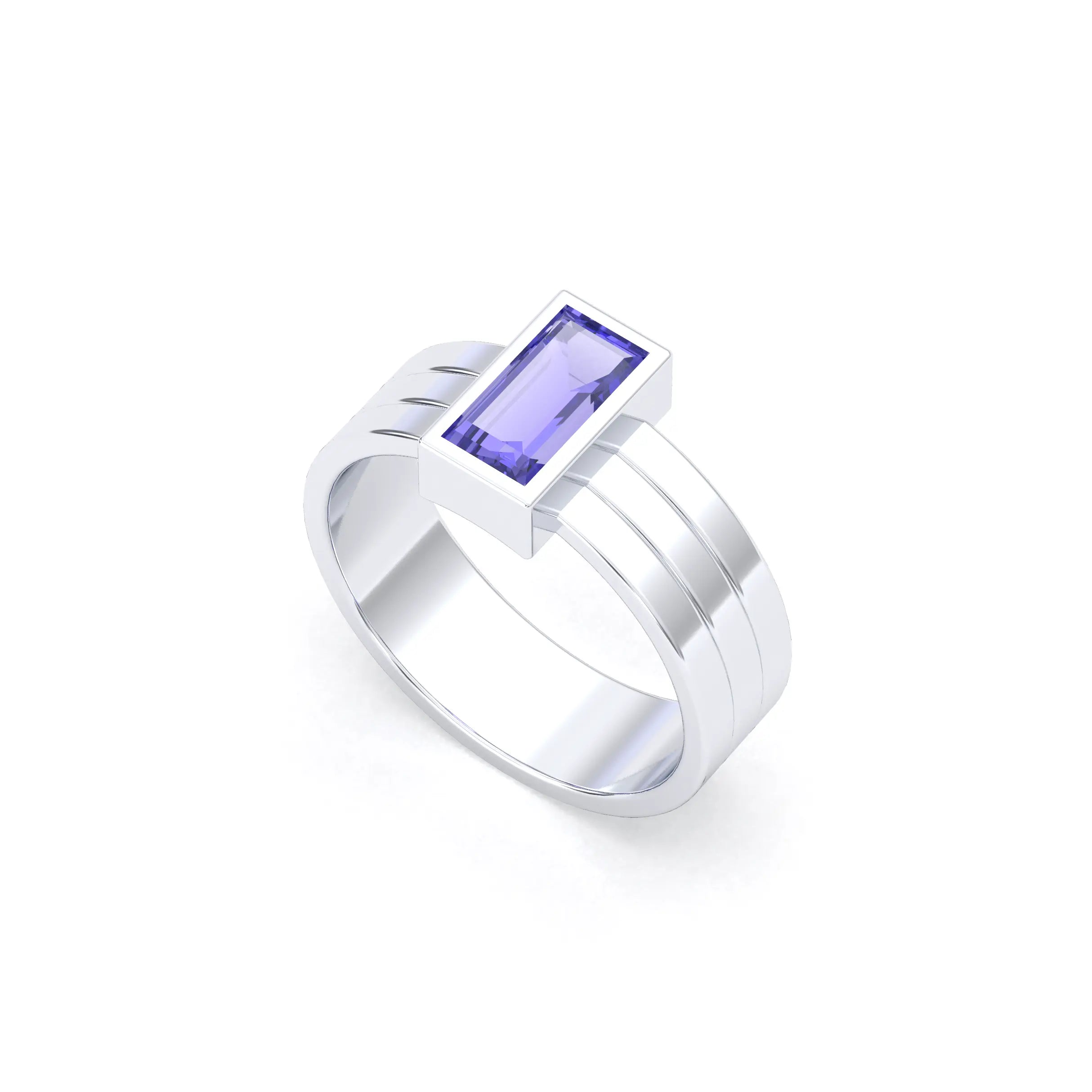 Bague Art Déco – Or Blanc & Pierre Fine Taille Baguette