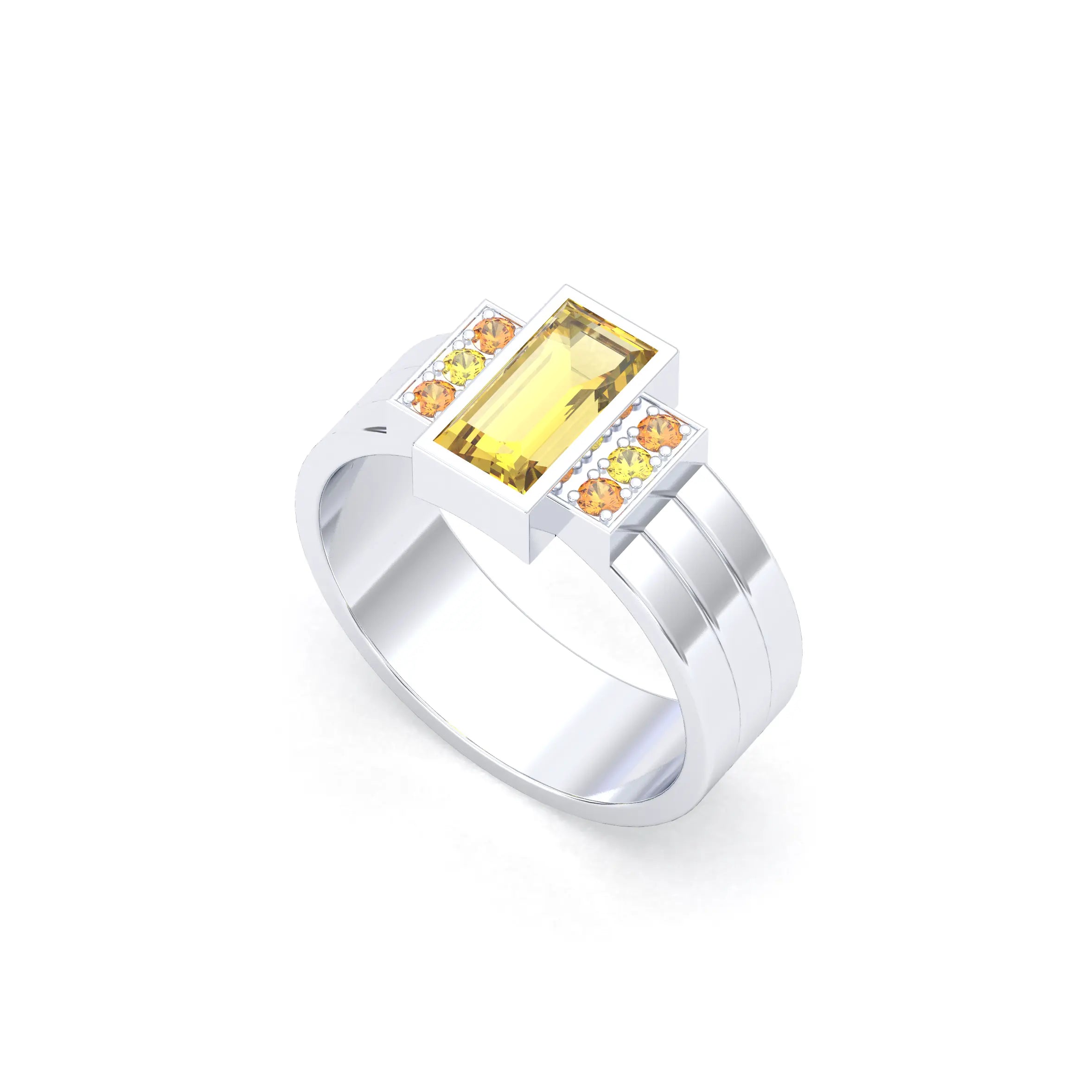 Bague Art Déco – Or Blanc 18k & Cascade de Pierres Précieuses