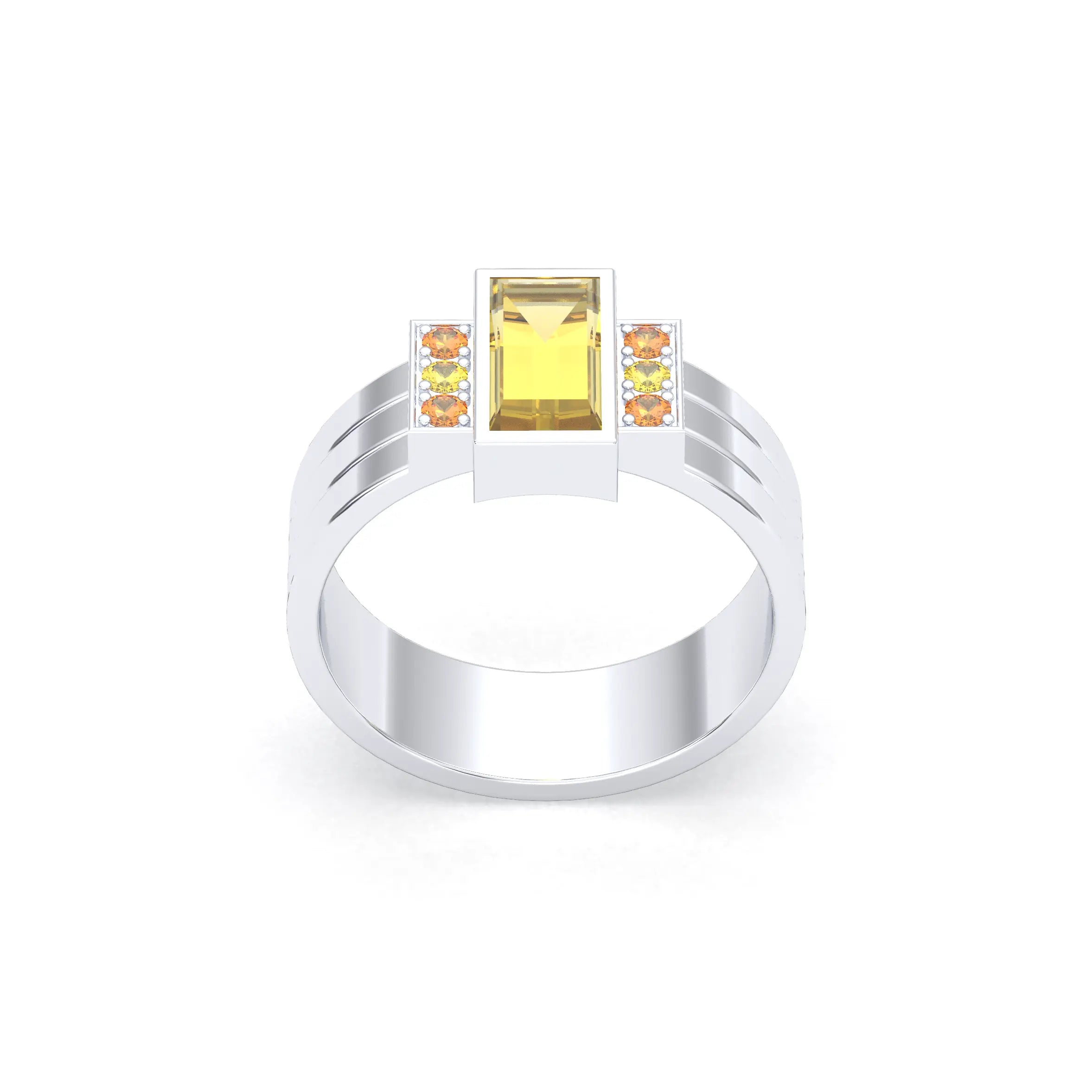 Bague Art Déco – Or Blanc 18k & Cascade de Pierres Précieuses