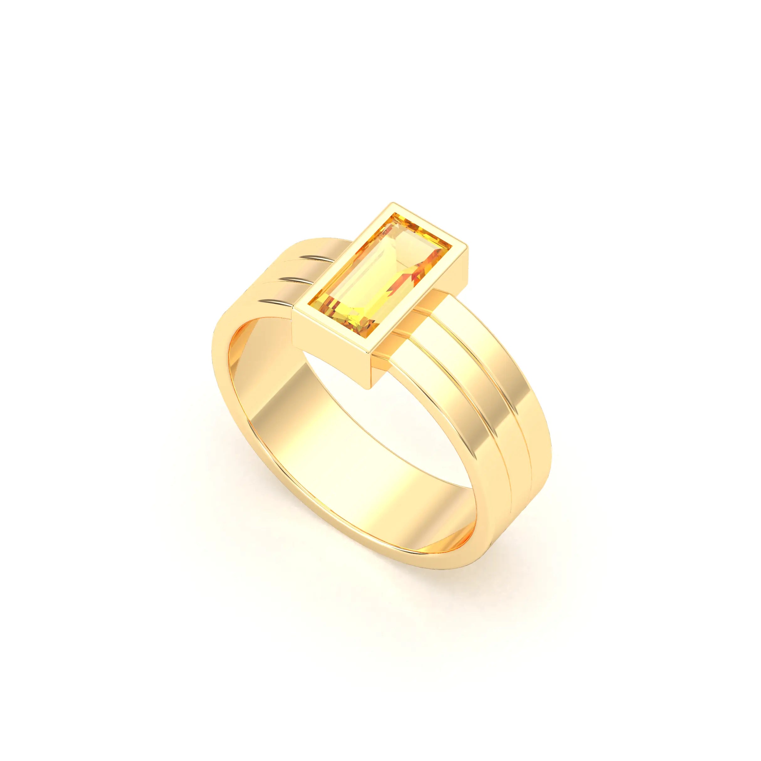 Bague Art Déco – Or Jaune & Pierre Fine Taille Baguette