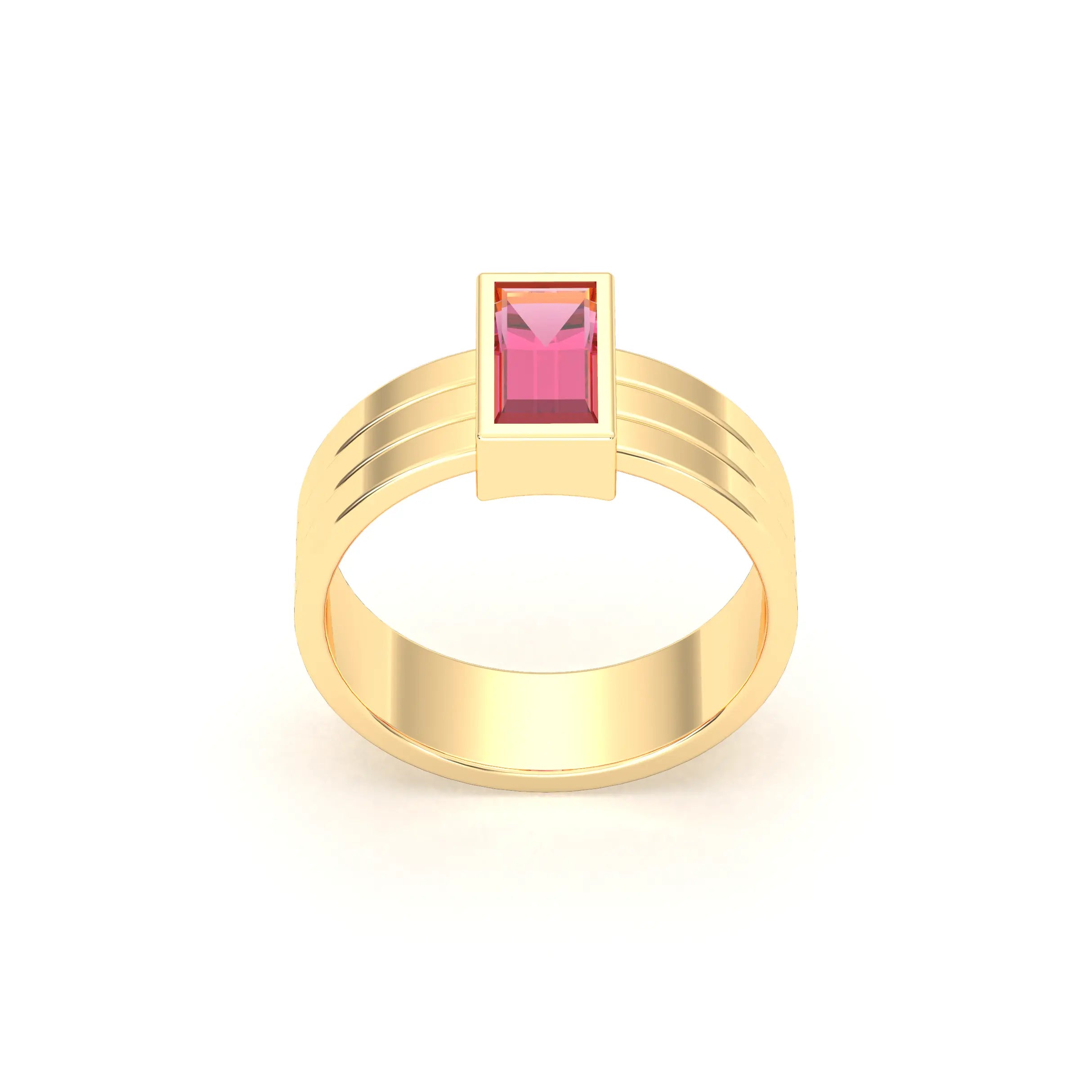 Bague Art Déco – Or Jaune & Pierre Fine Taille Baguette