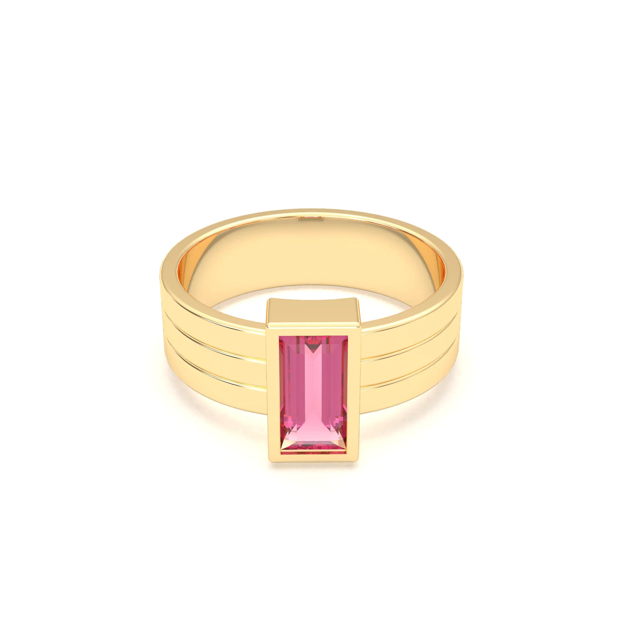 Bague Art Déco – Or Jaune & Pierre Fine Taille Baguette